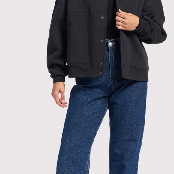 NWT Nuuds Black Alumni Jacket - Preppy Vintage Streetwear Casual Athleisure Cozy - Picture 3 of 14